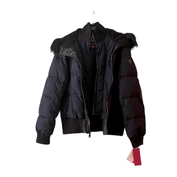 NWT Vince Camuto Quilted Down Fill Bomber Coat with Faux Fur Navy Black XL Women - Picture 2 of 16